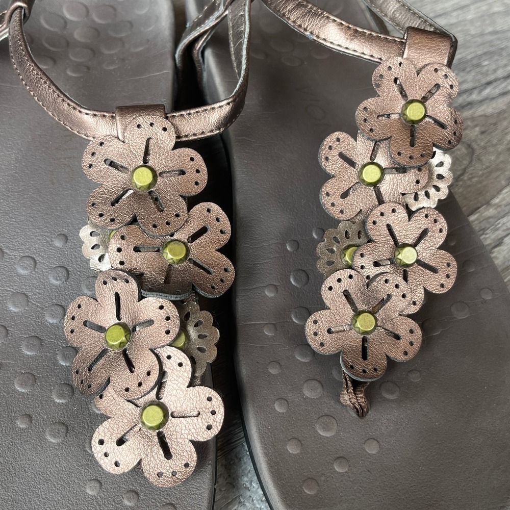 Vionic Julie II Thong Sandals Bronze Floral Womens 9‎ UK 7 EU 41 - Picture 3 of 8